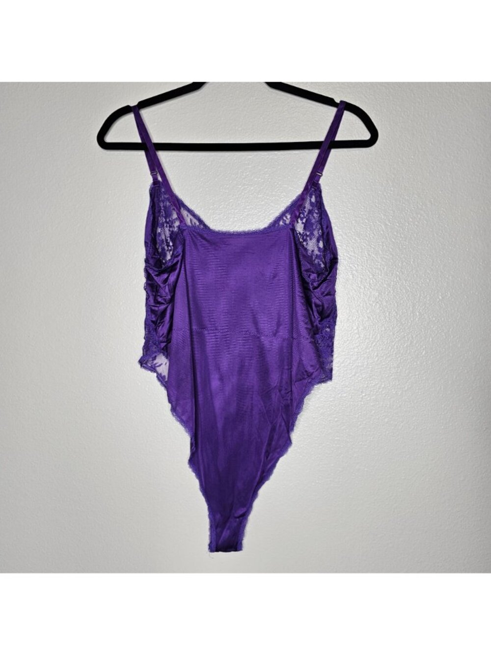Kayser Vintage Size 34 Purple Nylon Bodysuit Sexy Lingerie  High Cut Sheer Lace - Picture 6 of 8